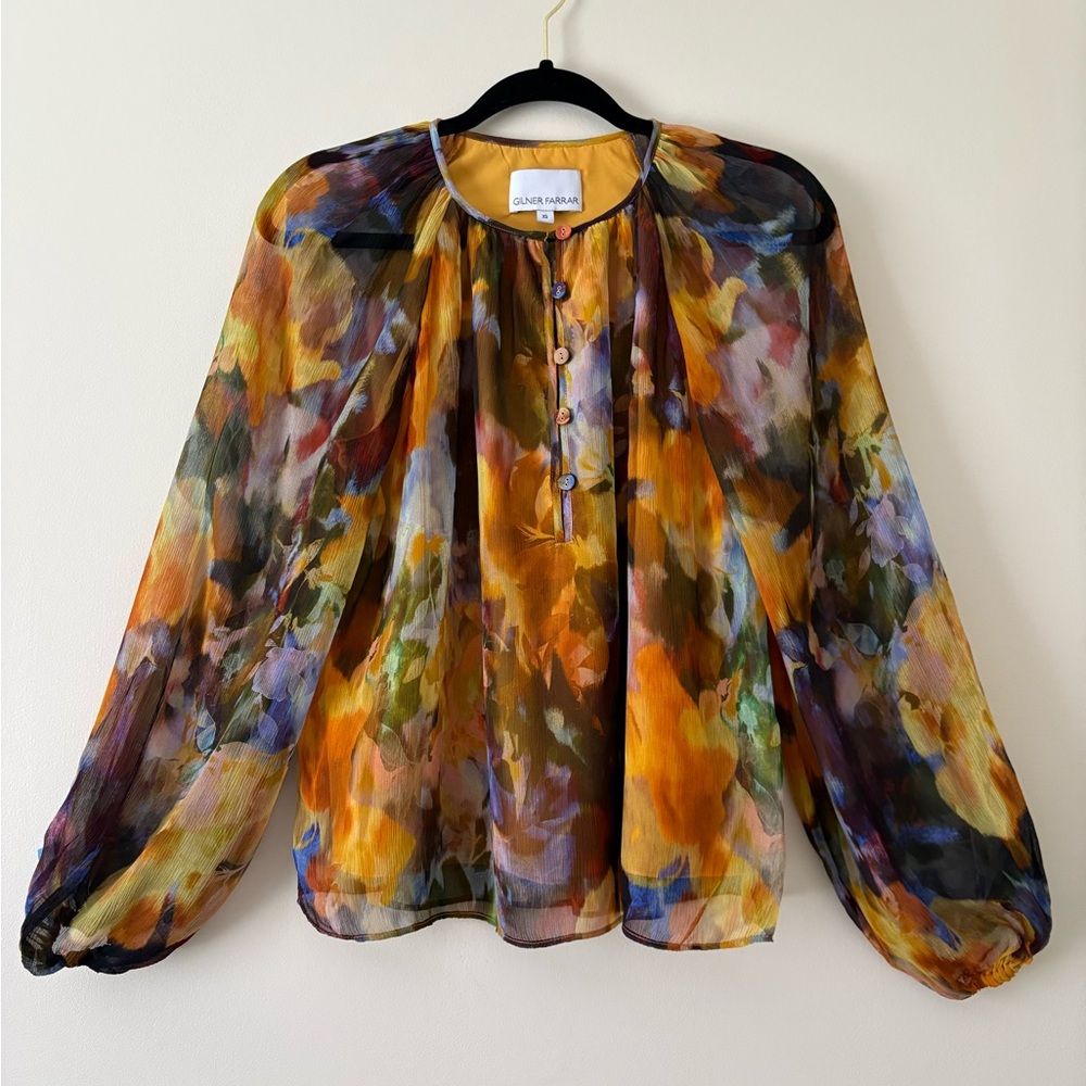 Gilner Farrar Sheer multicolor Blouse Size XS